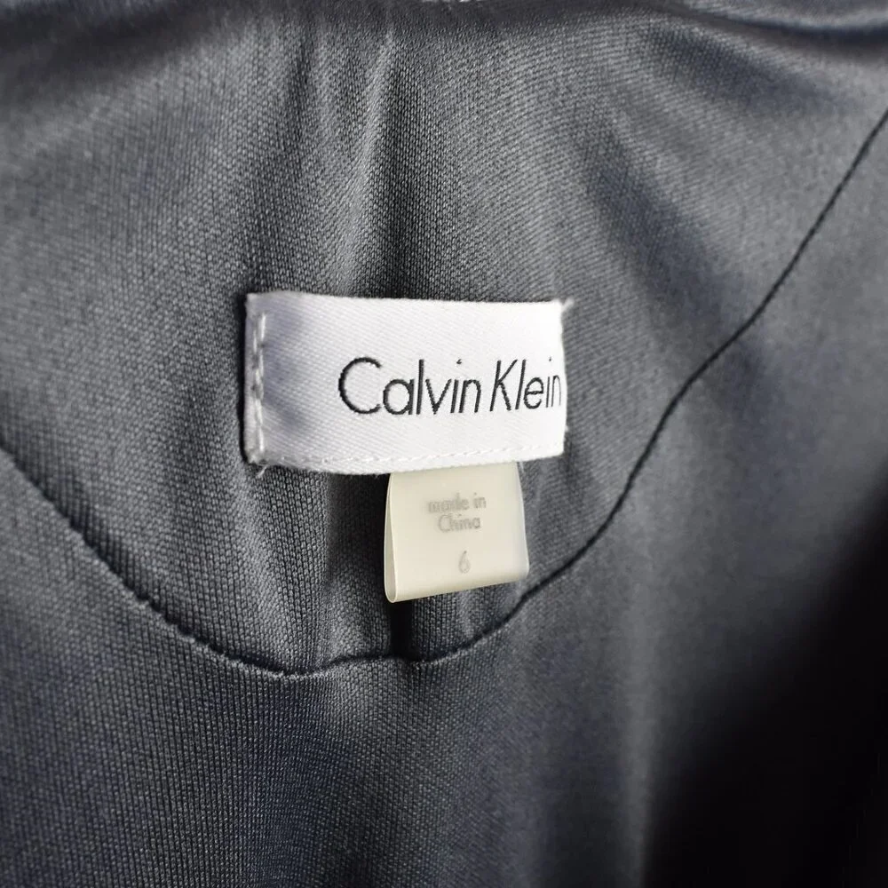 Calvin Klein Silver Sequin Cap Sleeve Backless Long Formal Dress 6 - Picture 10 of 10